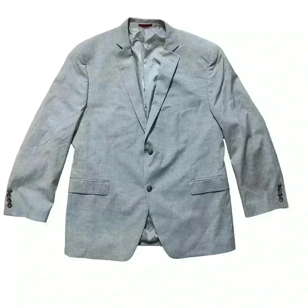 Alfani Men's Slim-Fit Solid Knit Suit Jacket 46R Light Grey Sport Coat NWOT